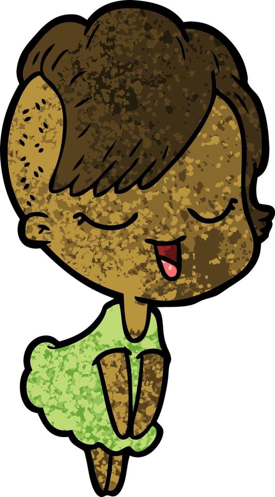 happy cartoon girl vector