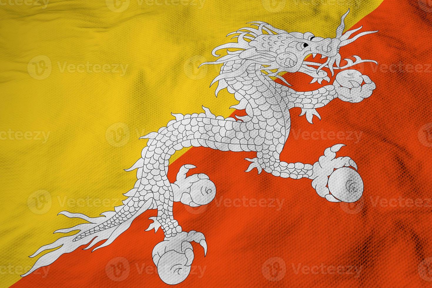 Flag of Bhutan in 3D rendering photo