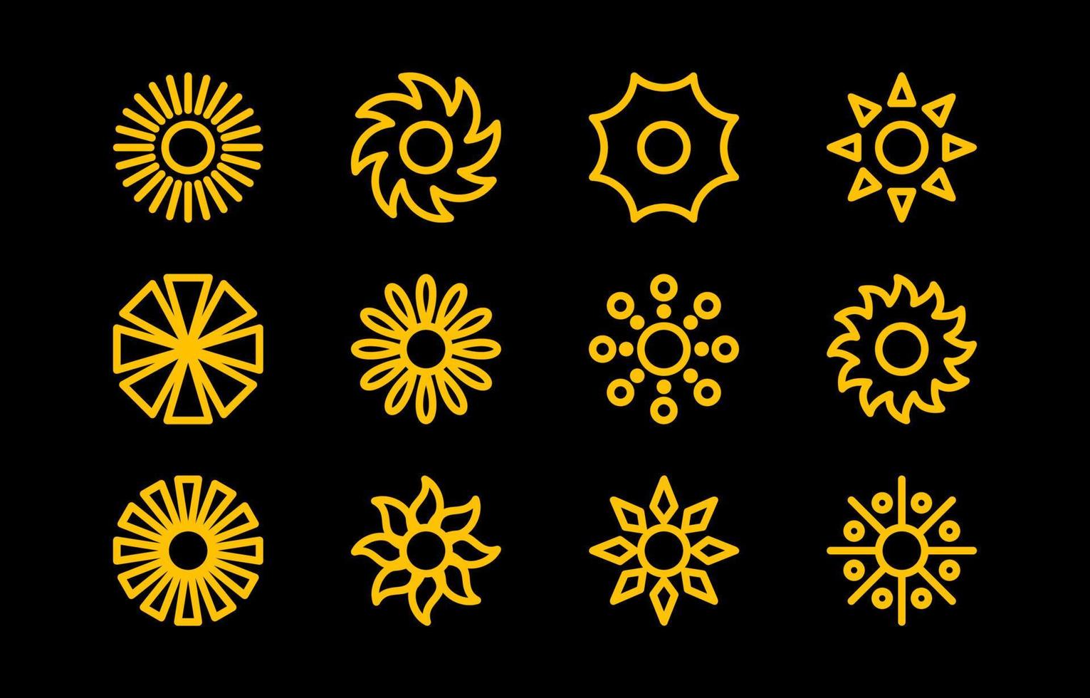 colección de iconos de diferentes formas de sol plano vector