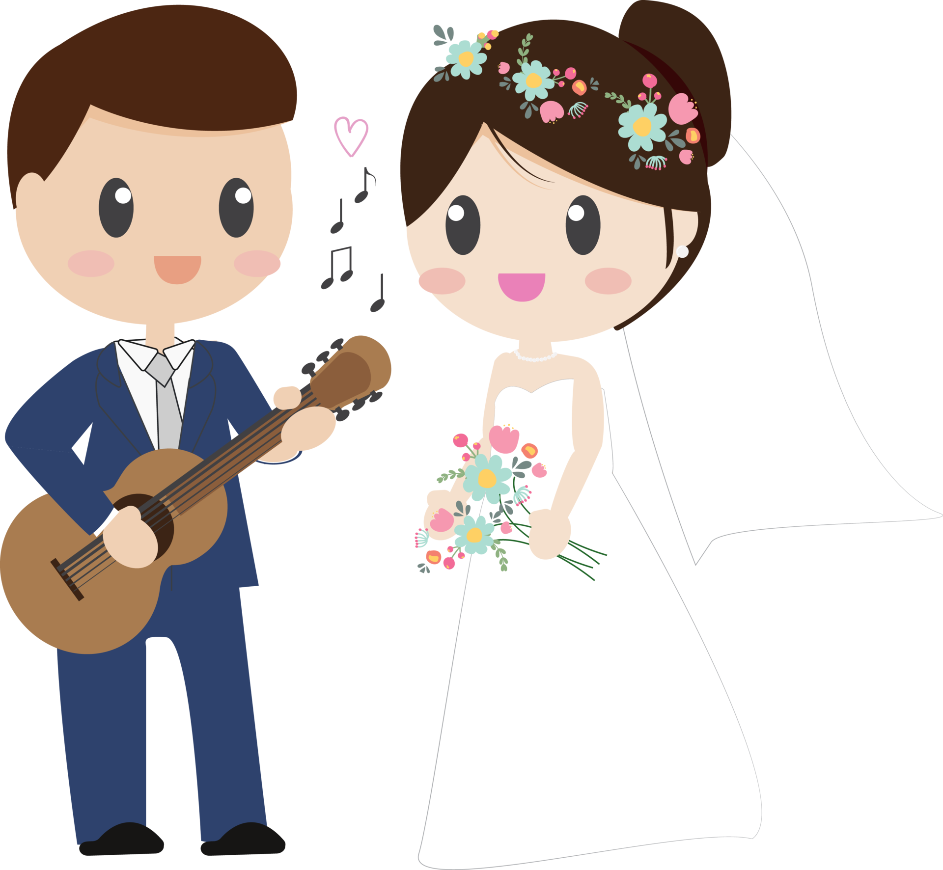 Free caricatura linda hermosa pareja de novios tocando la guitarra 12374992  PNG with Transparent Background