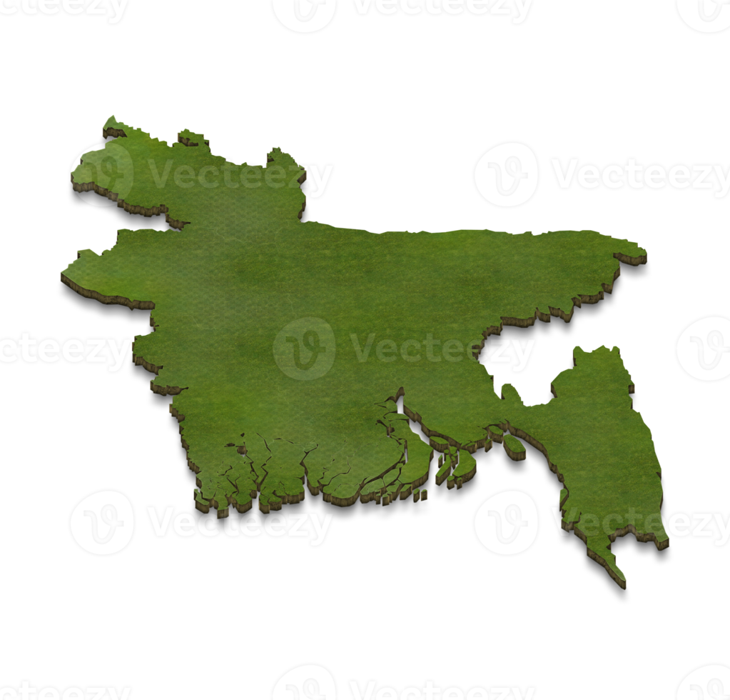 3D map illustration of Bangladesh png