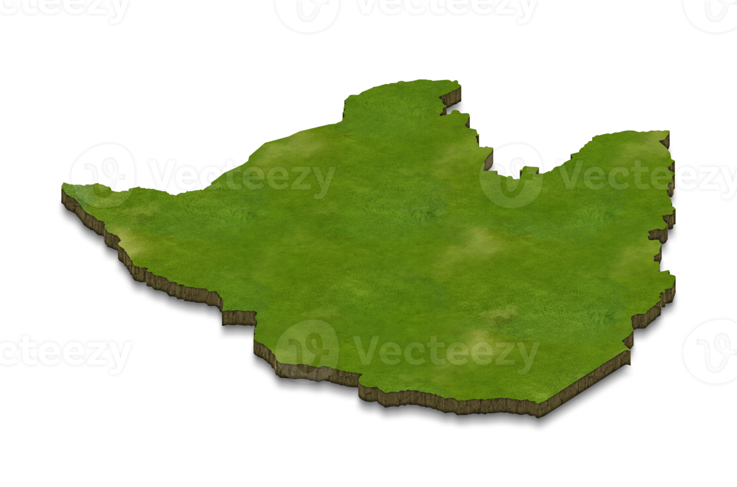 3D-kaartillustratie van Zimbabwe png