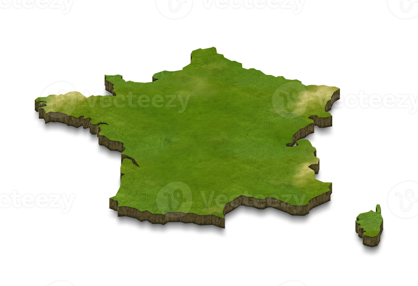 3D map illustration of france png