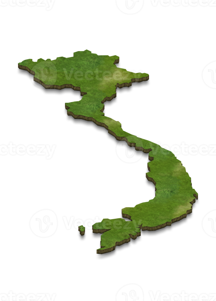 3D map illustration of Vietnam png