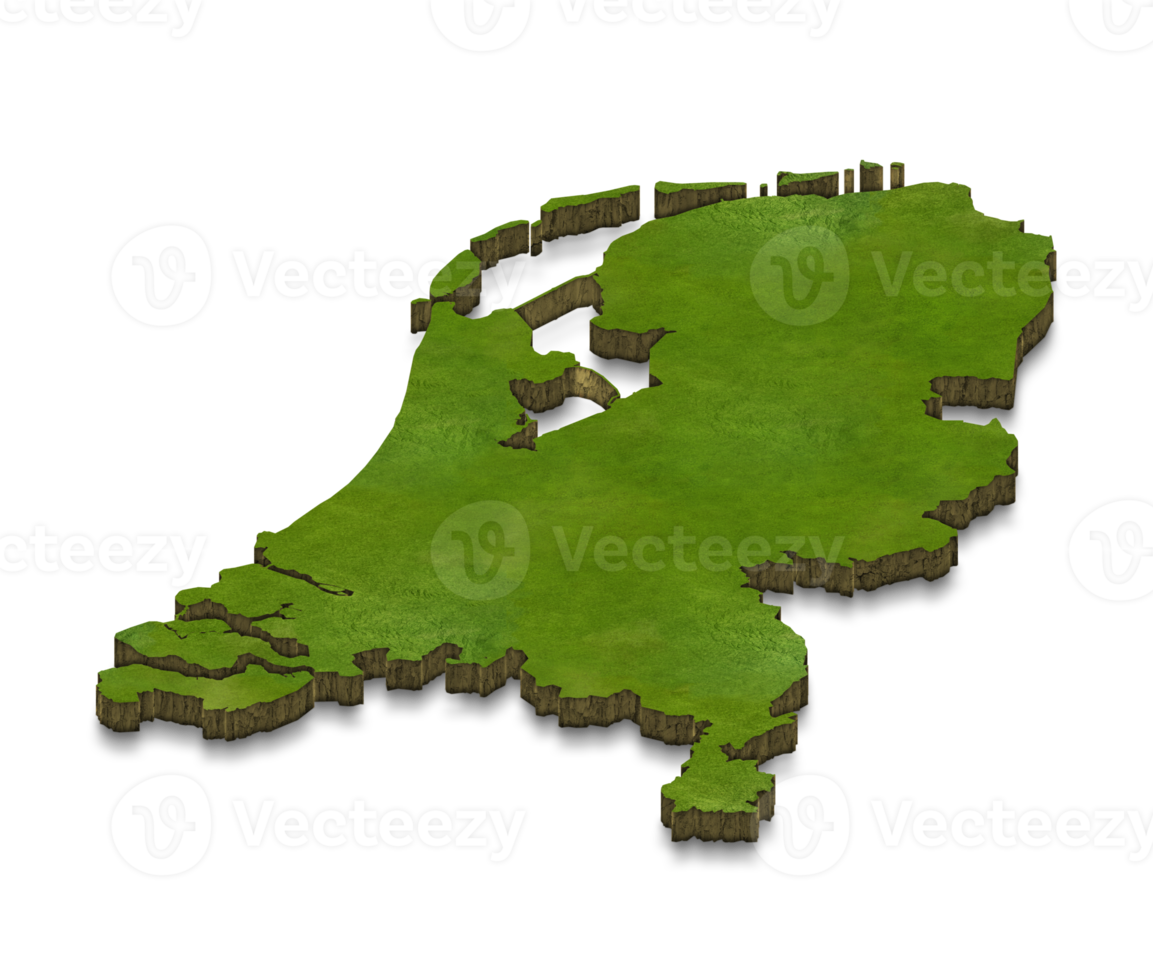 3D-kaartillustratie van nederland png