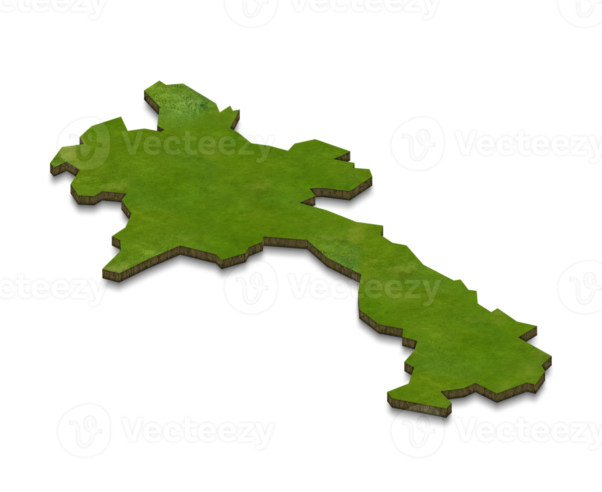 3D map illustration of Laos png