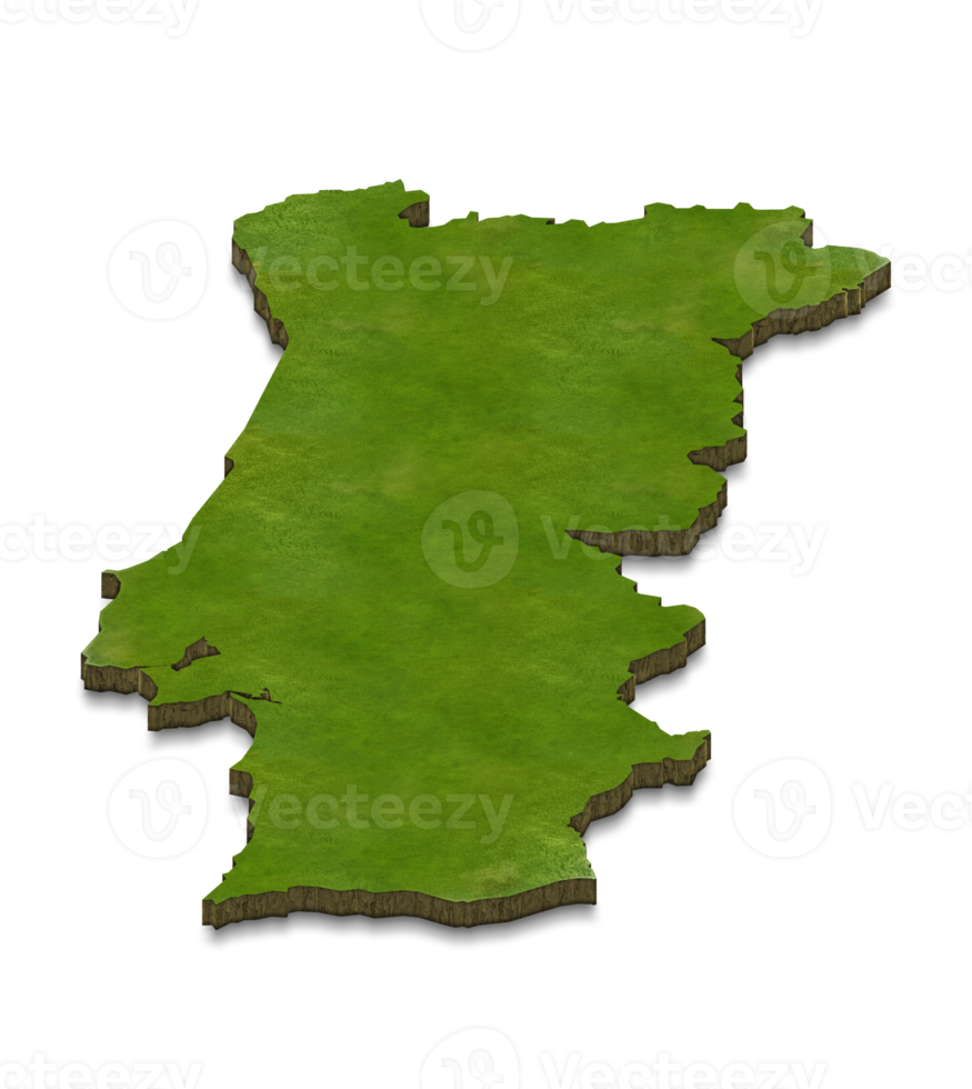 3D map illustration of Portugal Regions png