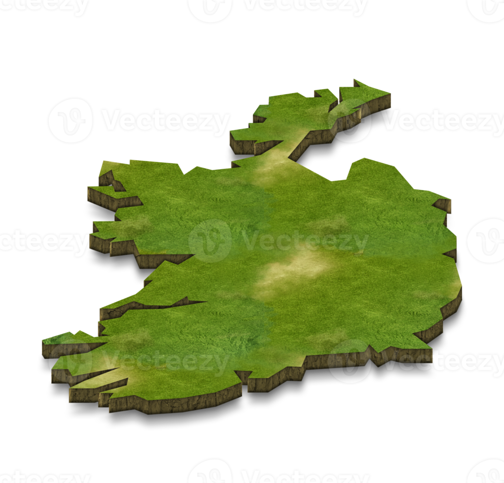 Ilustración de mapa 3D de Irlanda png
