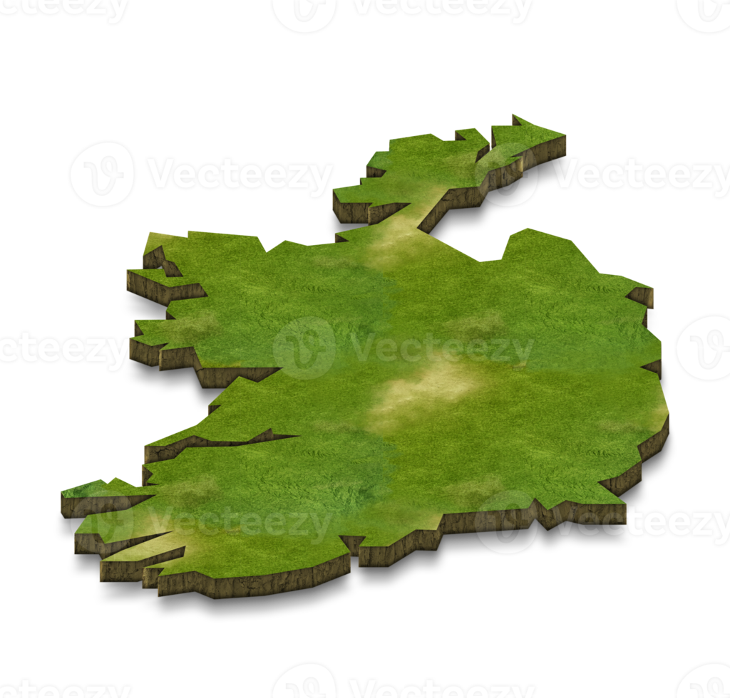 3D-Kartendarstellung von Irland png