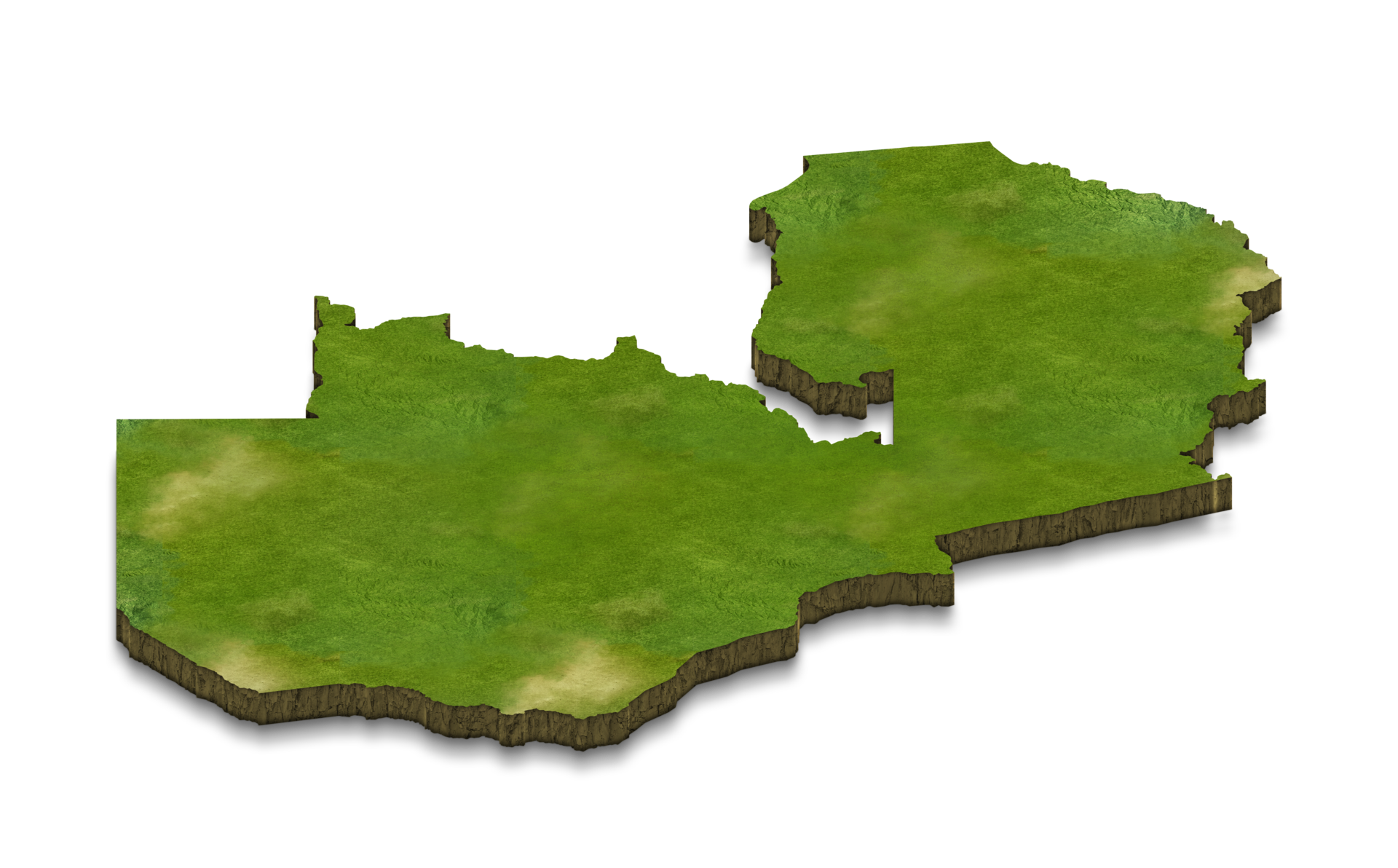 3D map illustration of Zambia 12375153 PNG