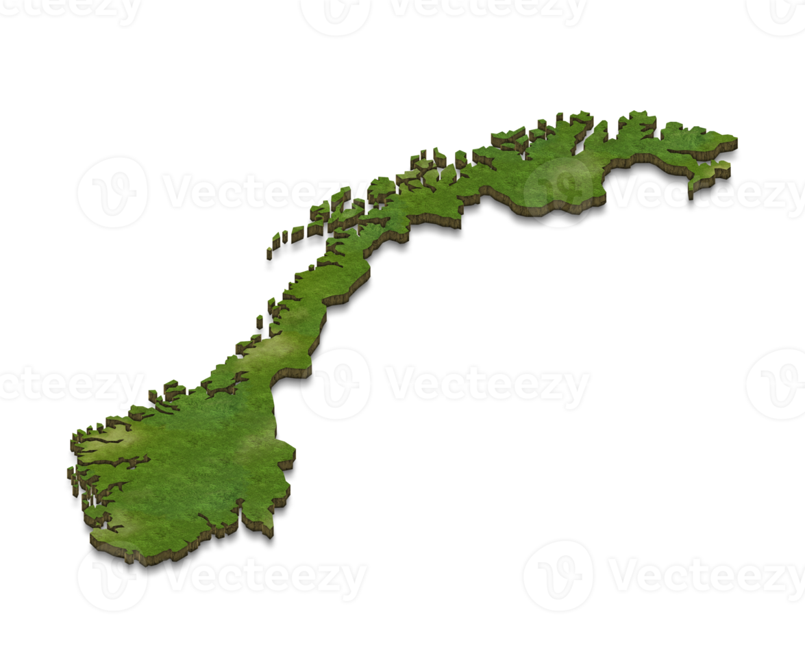 3D map illustration of Norway png