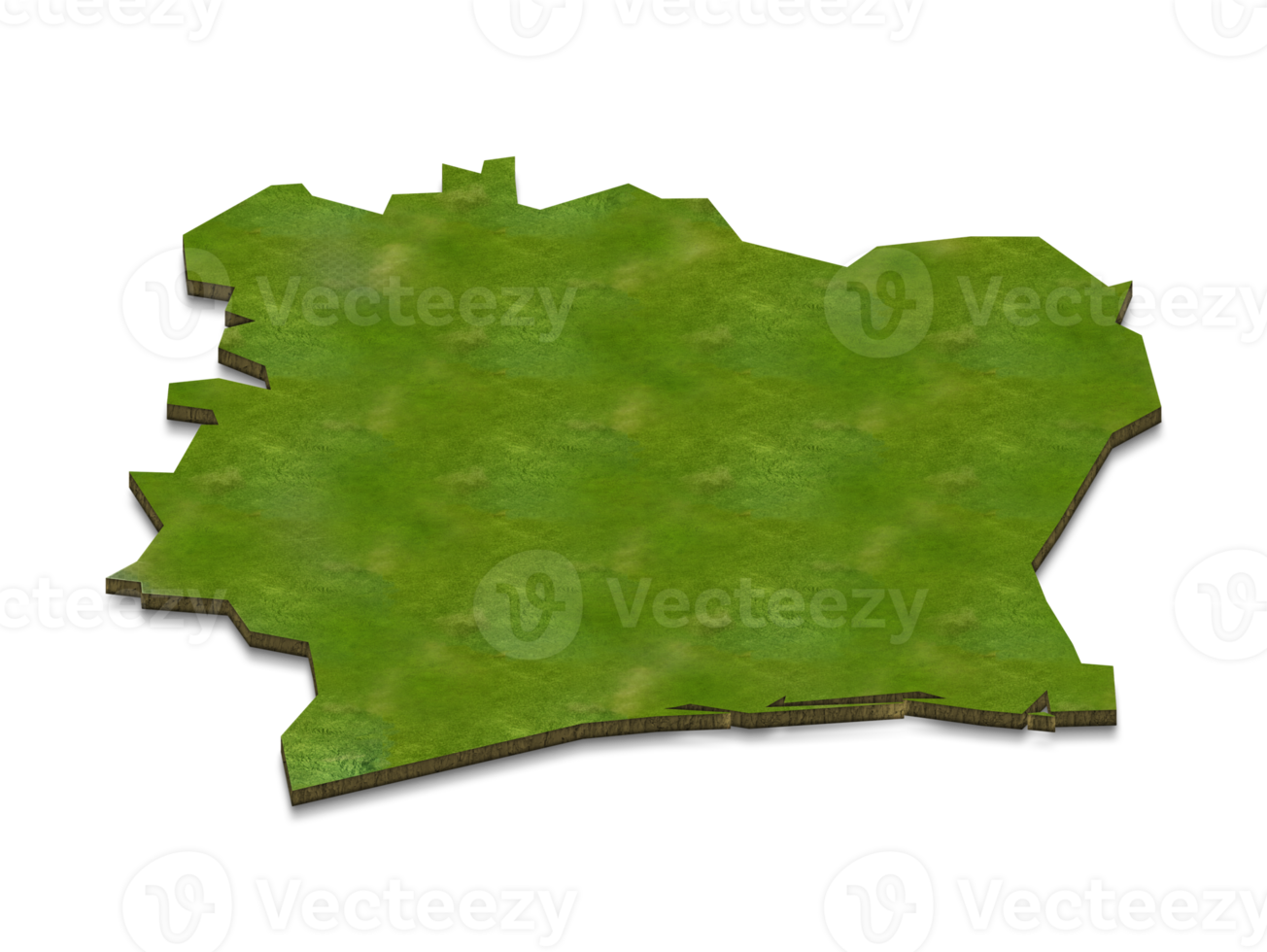 3D map illustration of Ivory Coast png