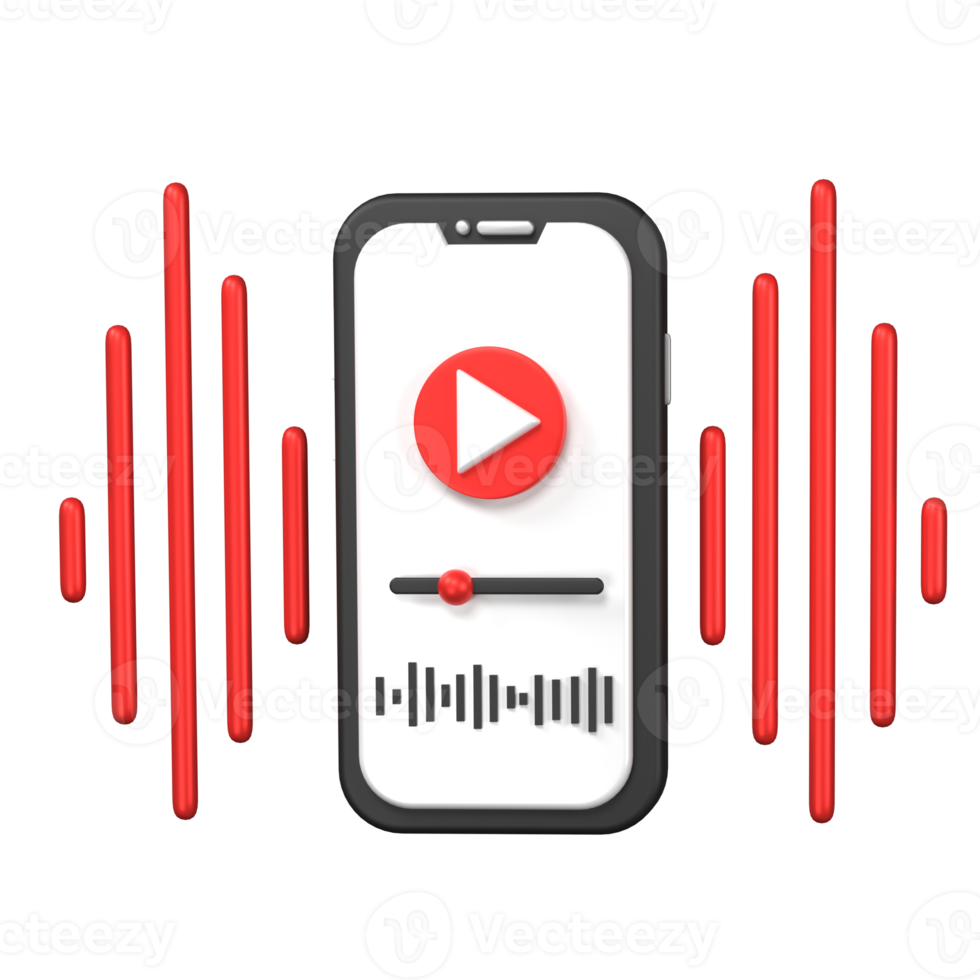 renderização 3D de reprodução de áudio, conceito de transmissão. png