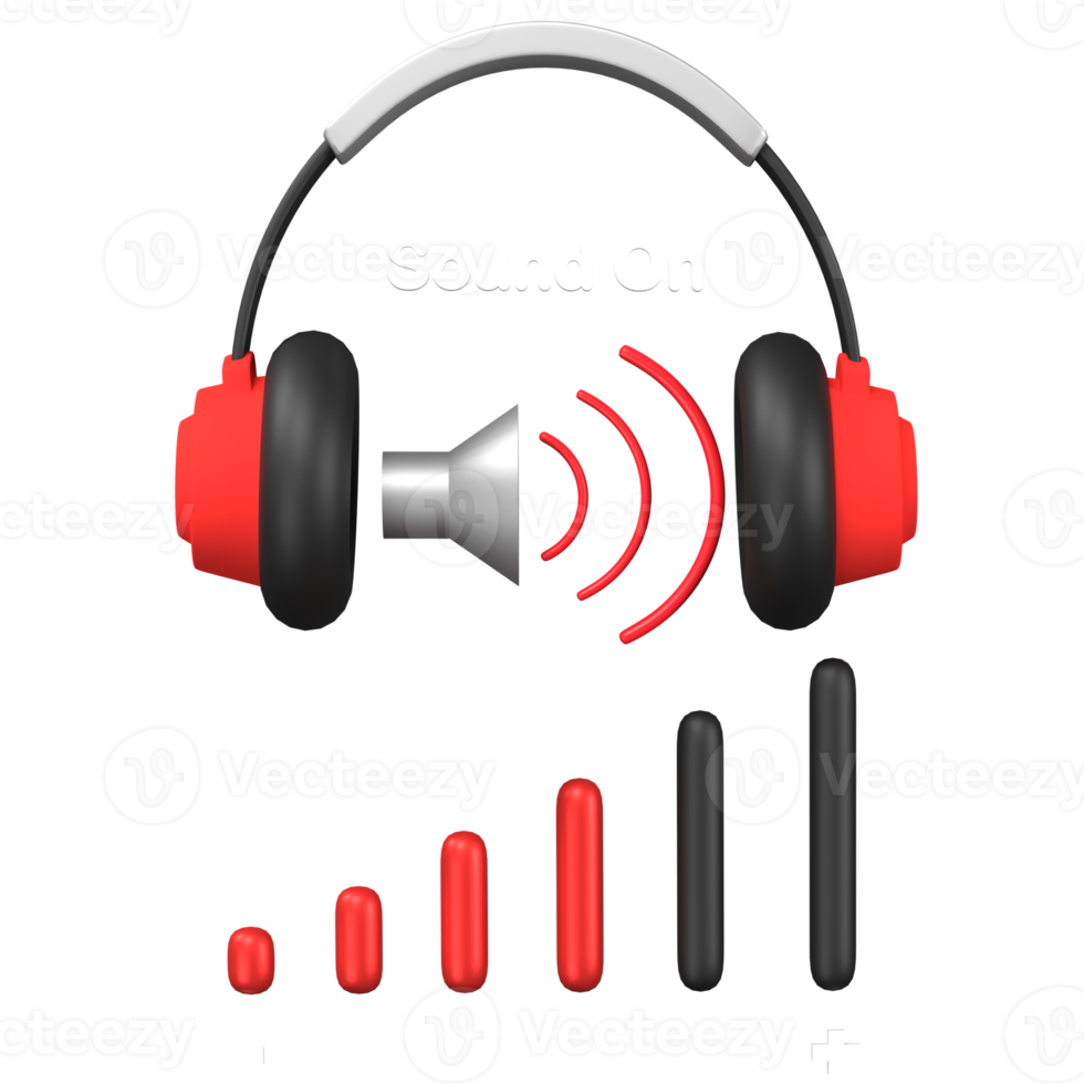 3D Rendering of Sound On Icon Illustration, Broadcasting Concept. png