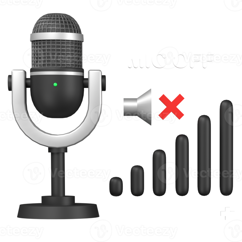 3D Rendering of Mic Off Icon Illustration, Broadcasting Concept. png