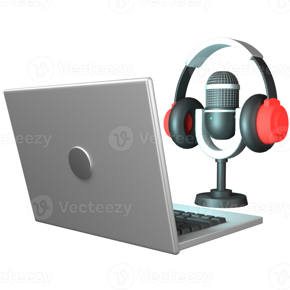 Podcast en línea de renderizado 3d, concepto de transmisión. png