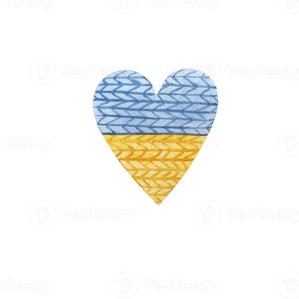 Watercolor blue yellow heart png