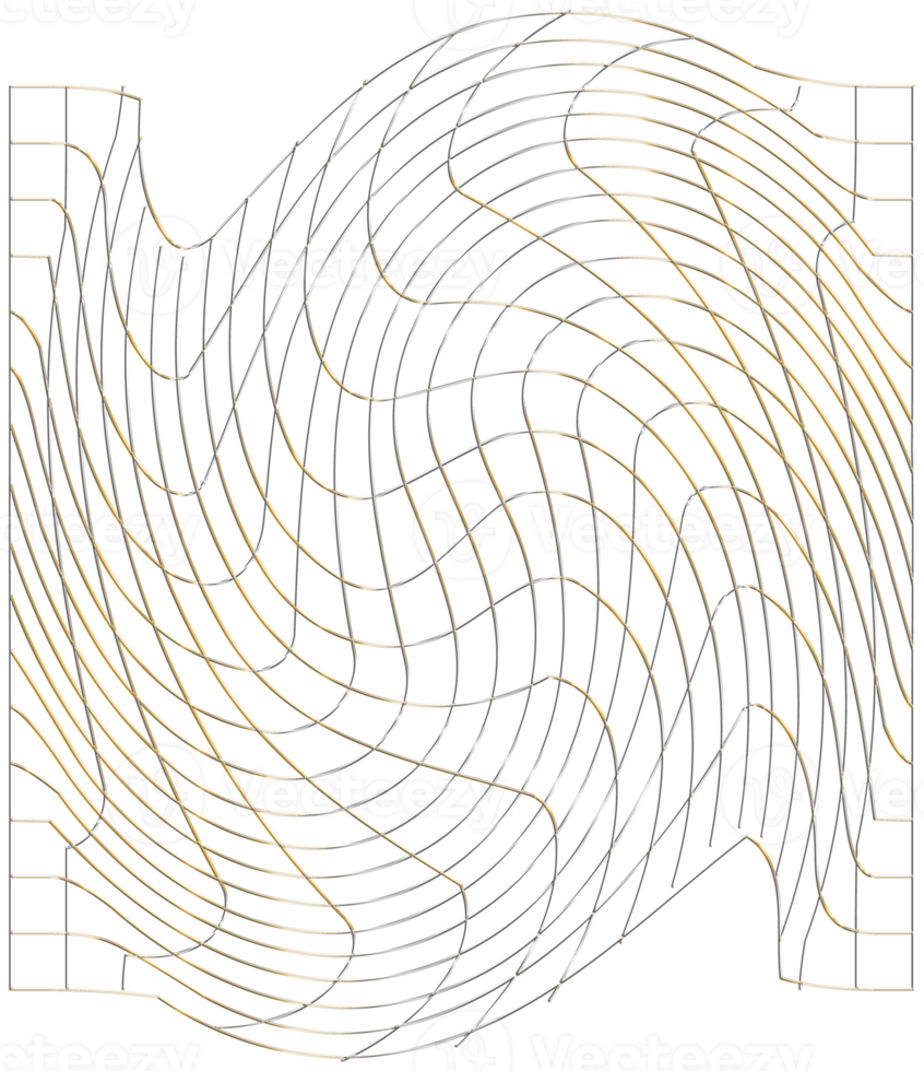 abstrakte 3D-Darstellung einer Goldkugel mit chaotischer Struktur. futuristische Form. Sci-Fi-Hintergrund mit Wireframe und Globus png