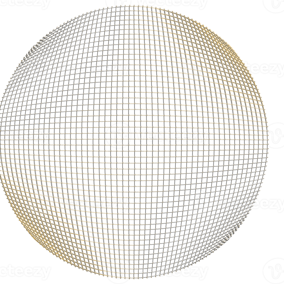 Abstract 3d rendering of gold sphere with chaotic structure. Futuristic shape. Sci-fi background with wireframe and globe png