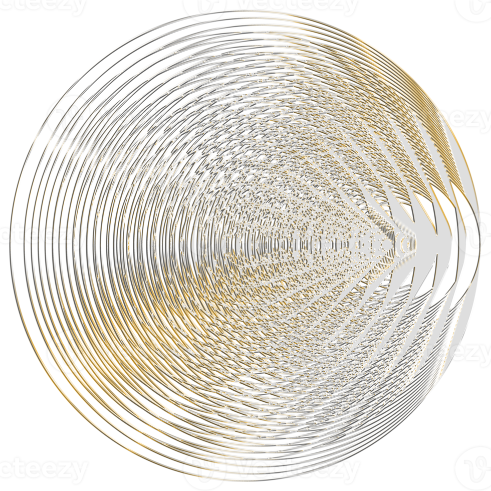 abstrakt 3d tolkning av guld sfär med kaotisk strukturera. trogen form. sci-fi bakgrund med trådmodell och klot png