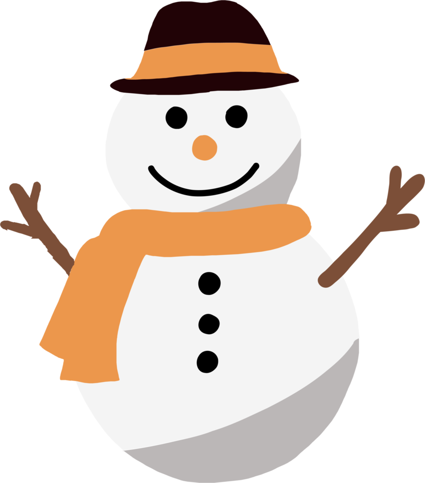 doodle desenho à mão livre de um boneco de neve. conceito de festival de natal. png