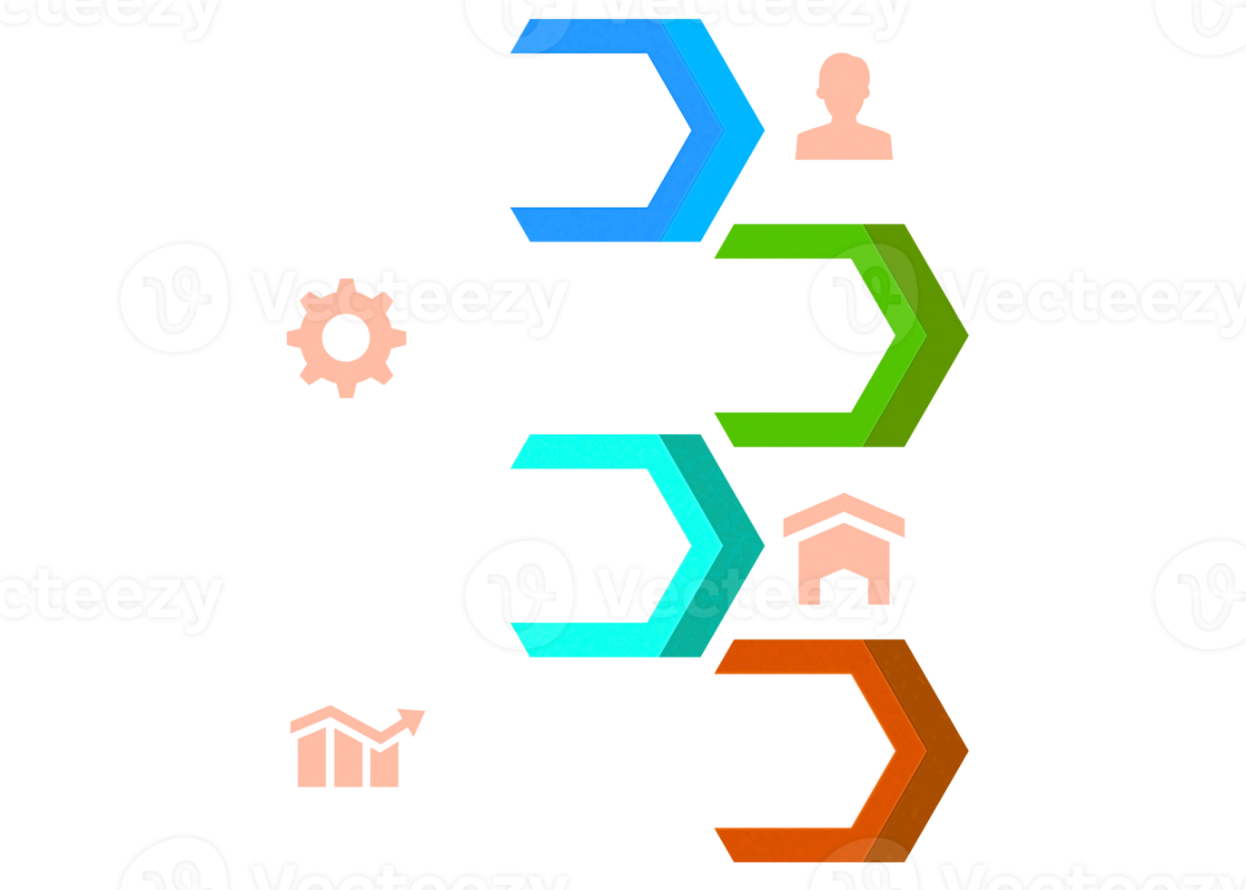 objeto colorido de quatro etapas para modelo infográfico. png