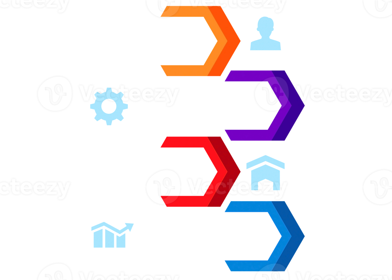 Four steps colorful object for infographic template. png