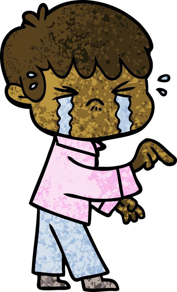 crying boy cartoon vector