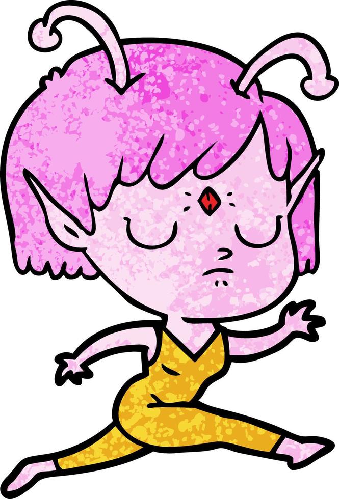 cartoon alien girl vector