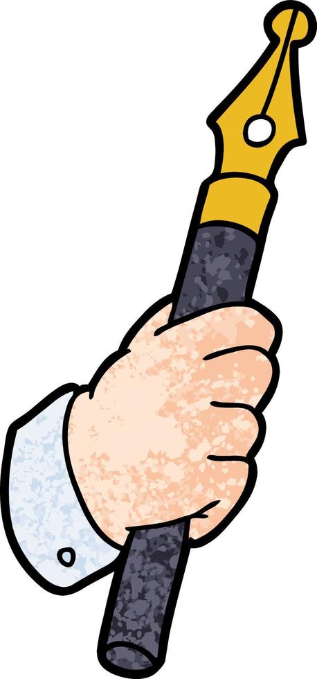 cartoon hand holding fountain pen vector
