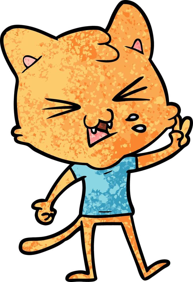 cartoon cat hissing vector