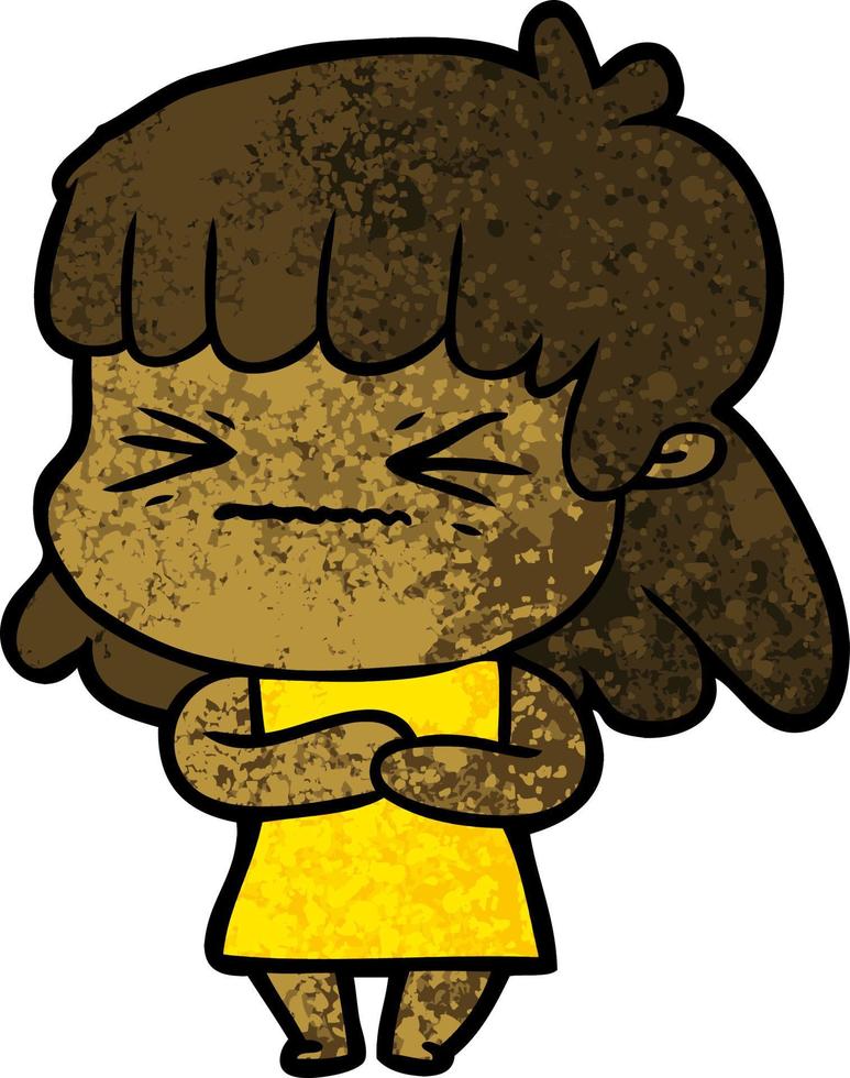 cartoon angry girl vector