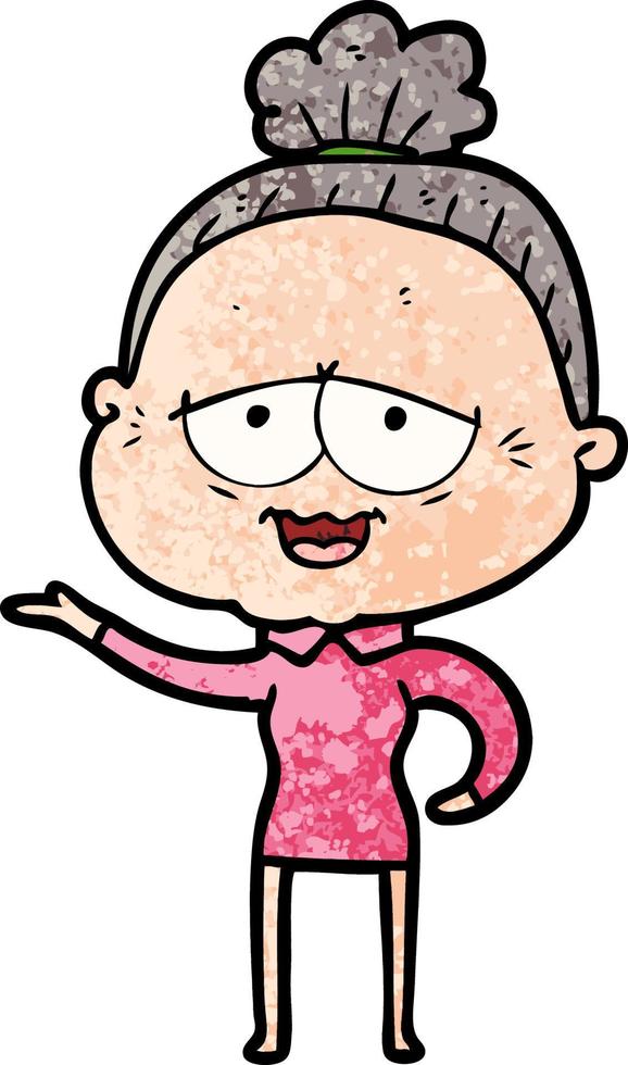 cartoon happy old lady vector