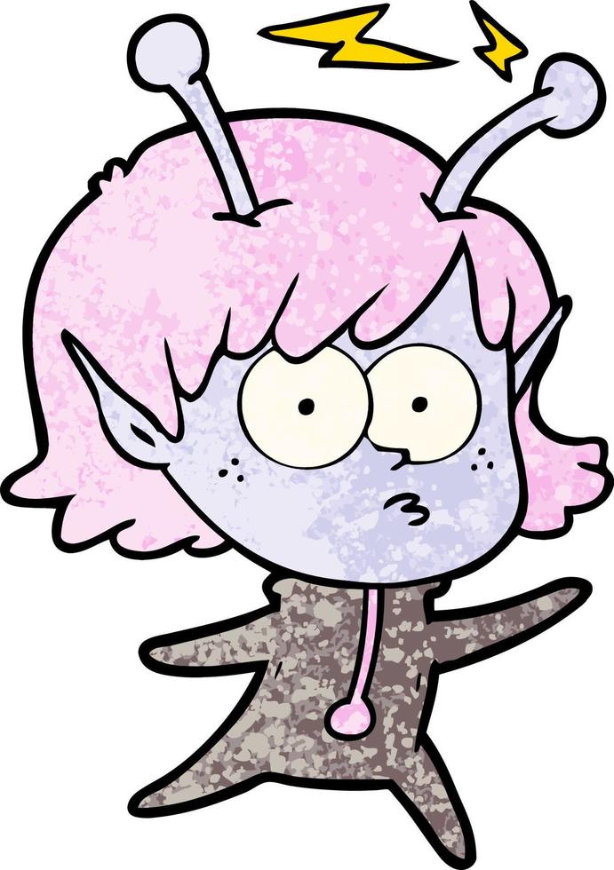 cartoon alien girl vector