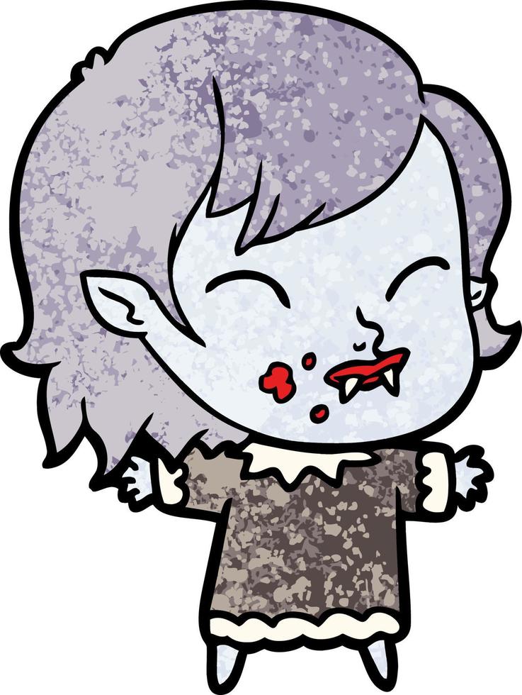 cartoon vampire girl with blood on cheek vector
