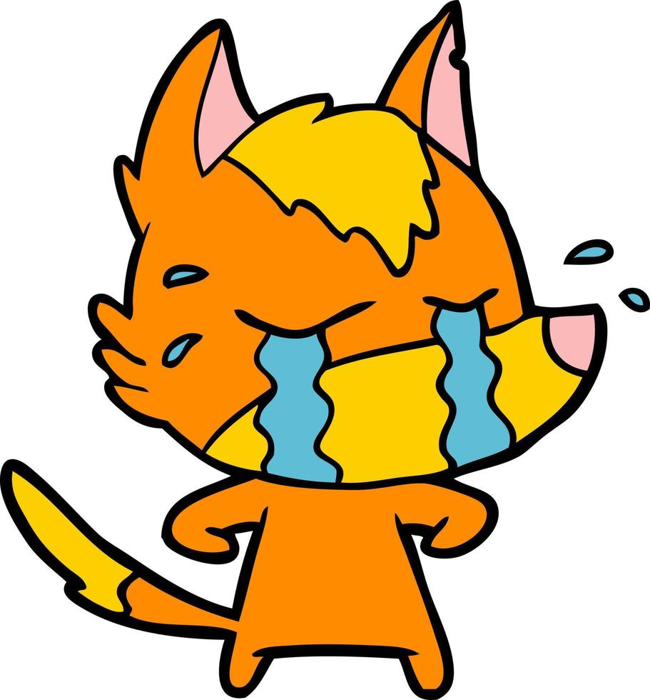 sad little fox cartoon character vector