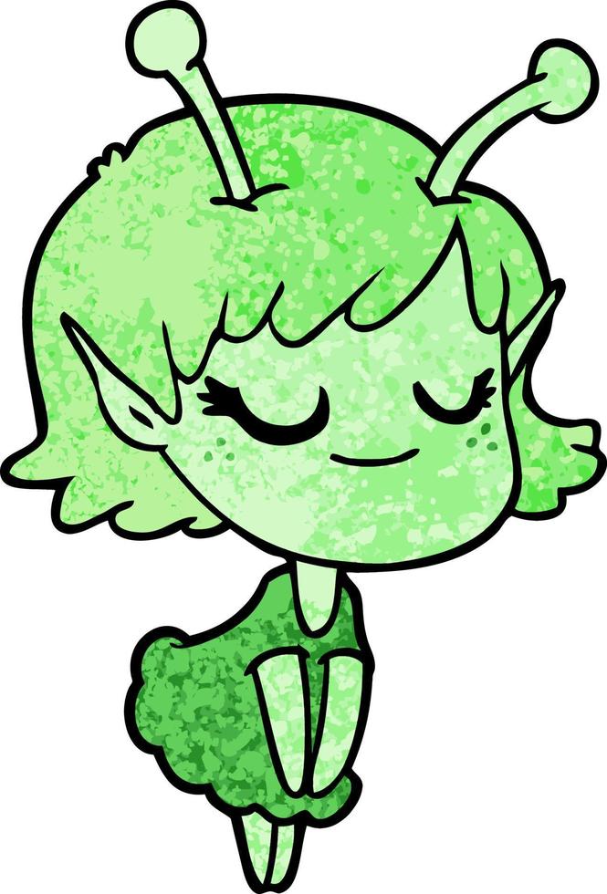 smiling alien girl cartoon vector