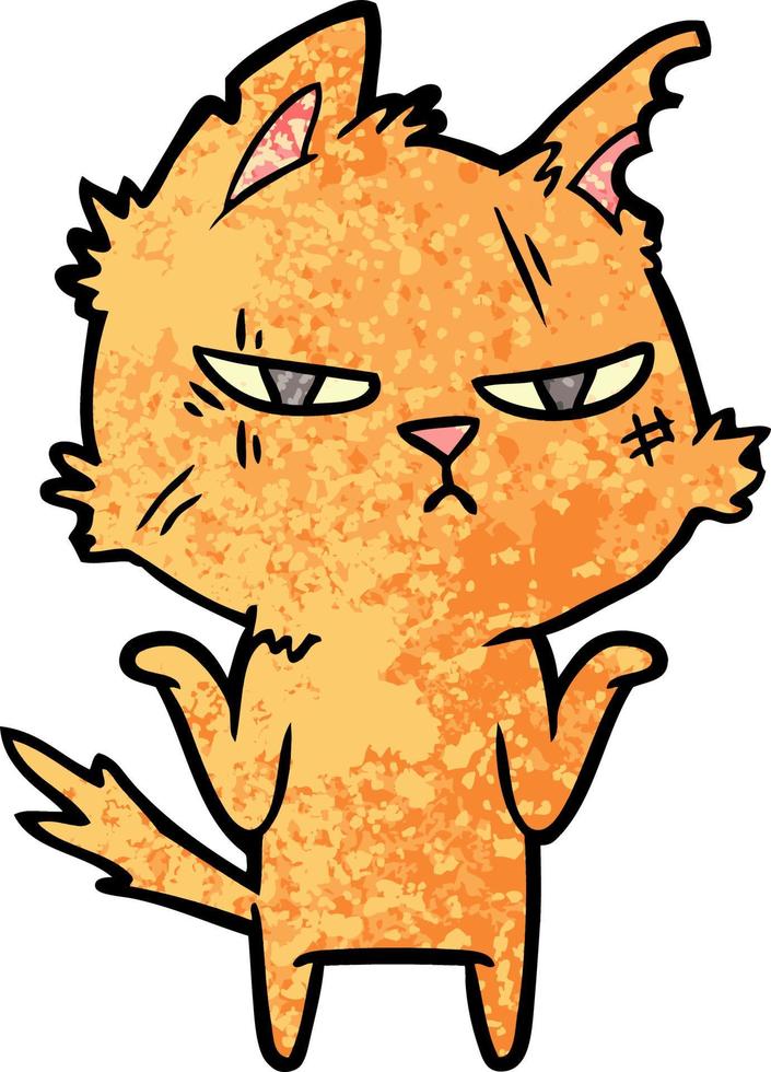 tough cartoon cat vector