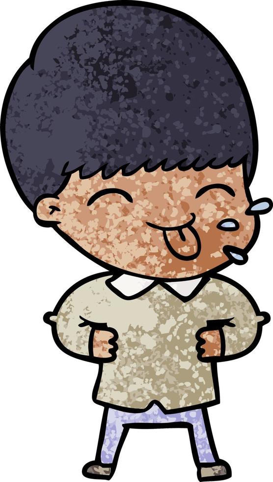 cartoon boy sticking out tongue vector