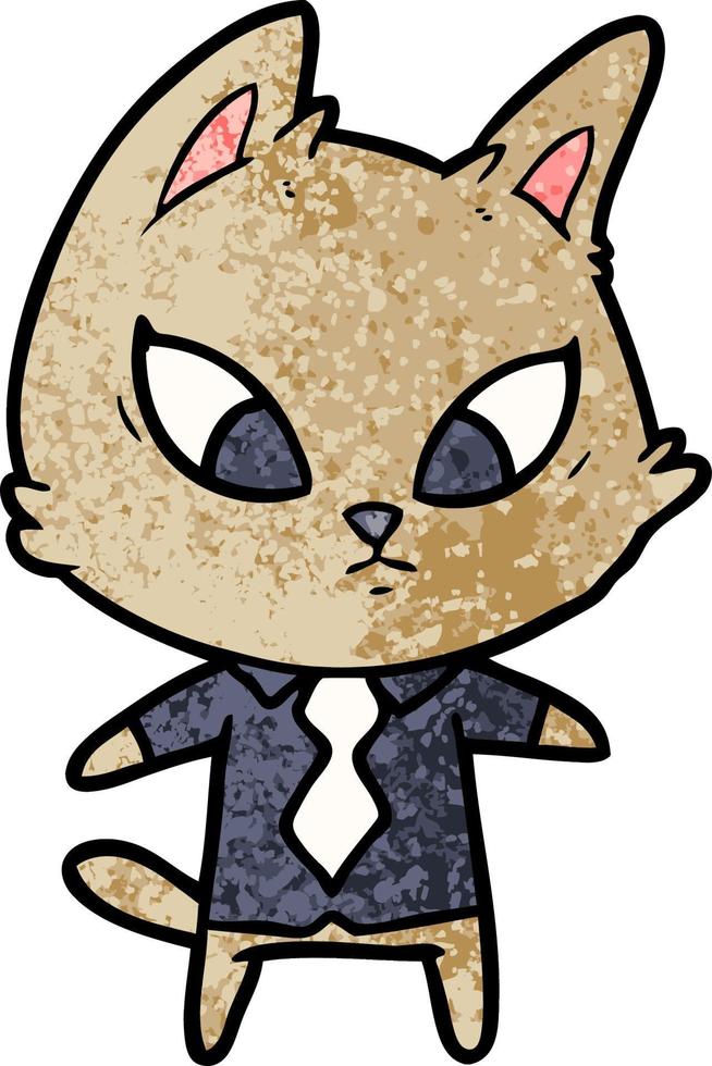 confused cartoon business cat vector