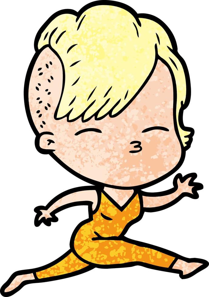 cartoon girl leaping vector
