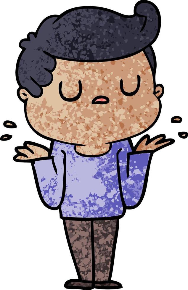 cartoon aloof man shrugging shoulders vector