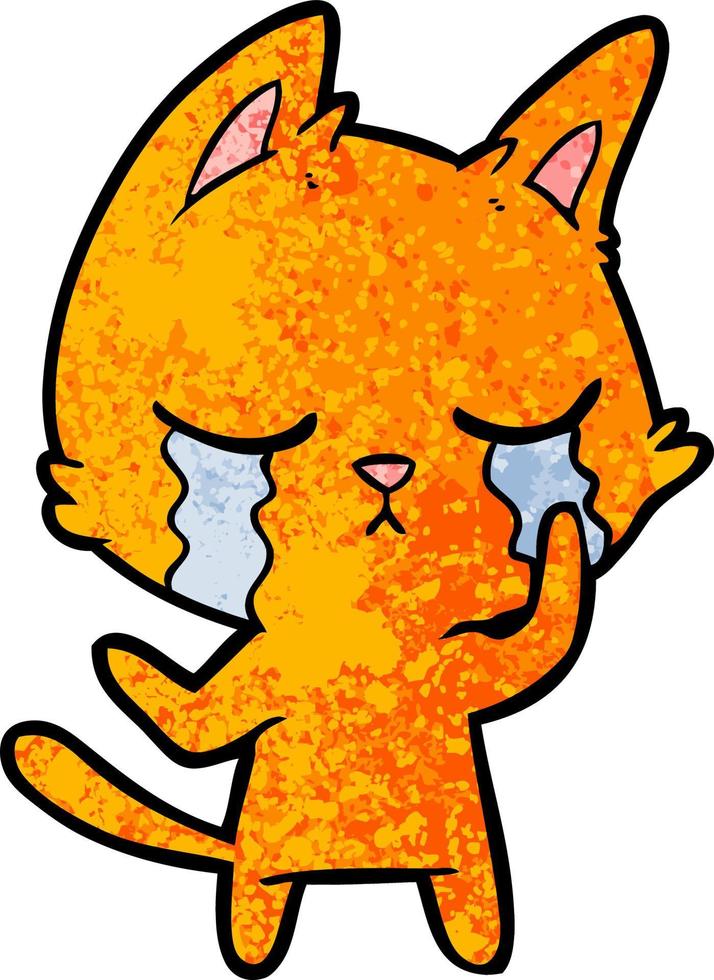 crying cartoon cat vector