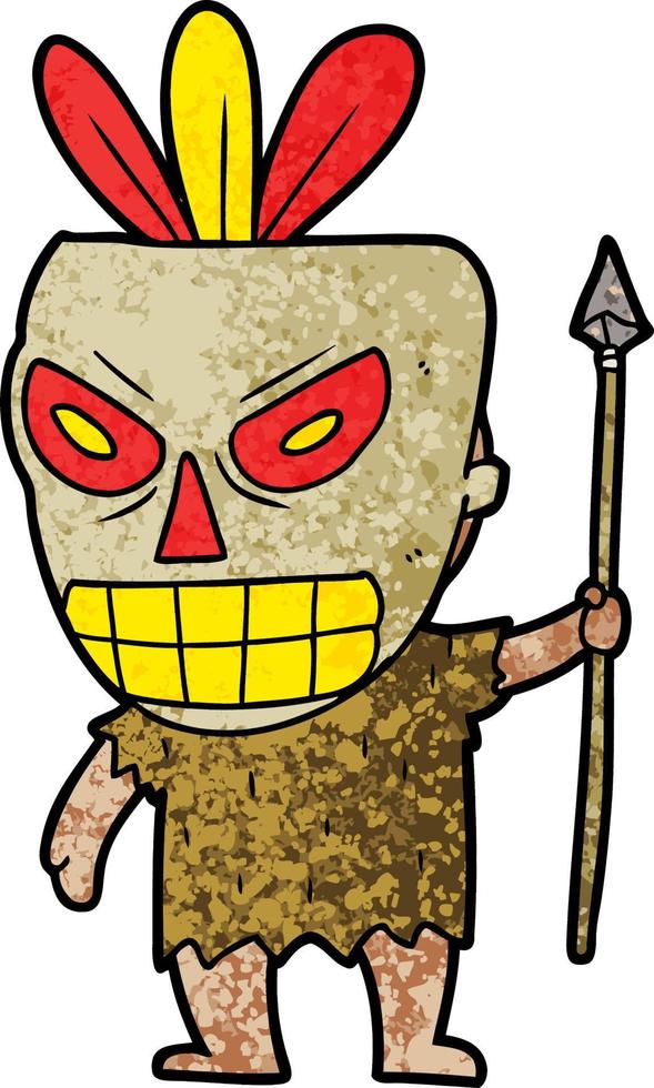 cartoon cannibal shaman vector