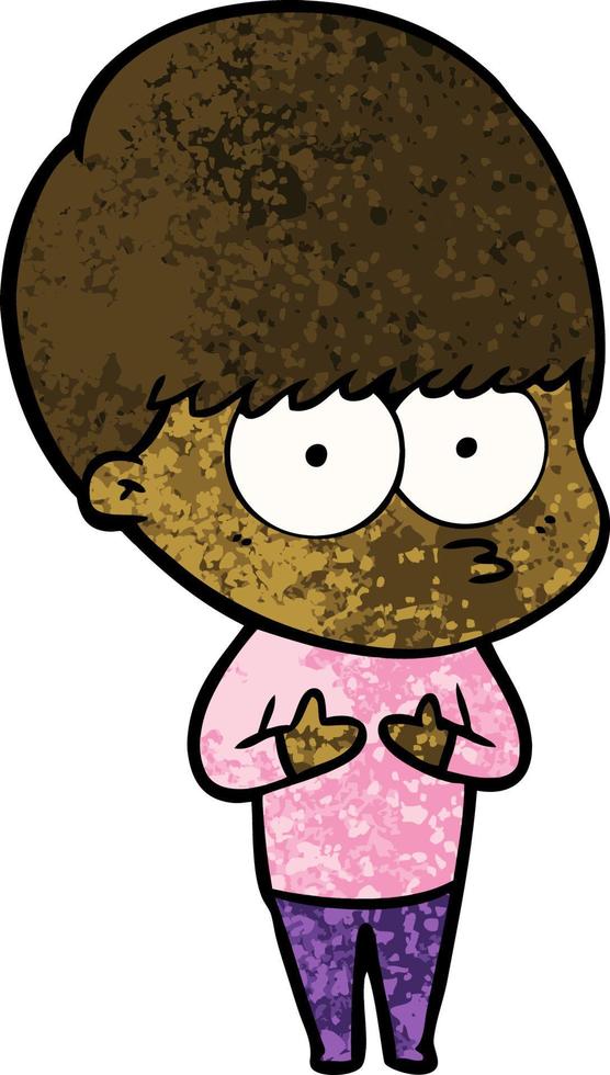 nervous cartoon boy vector