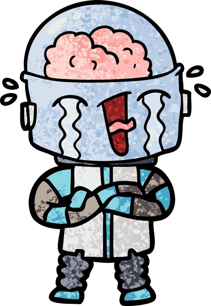 cartoon crying robot vector