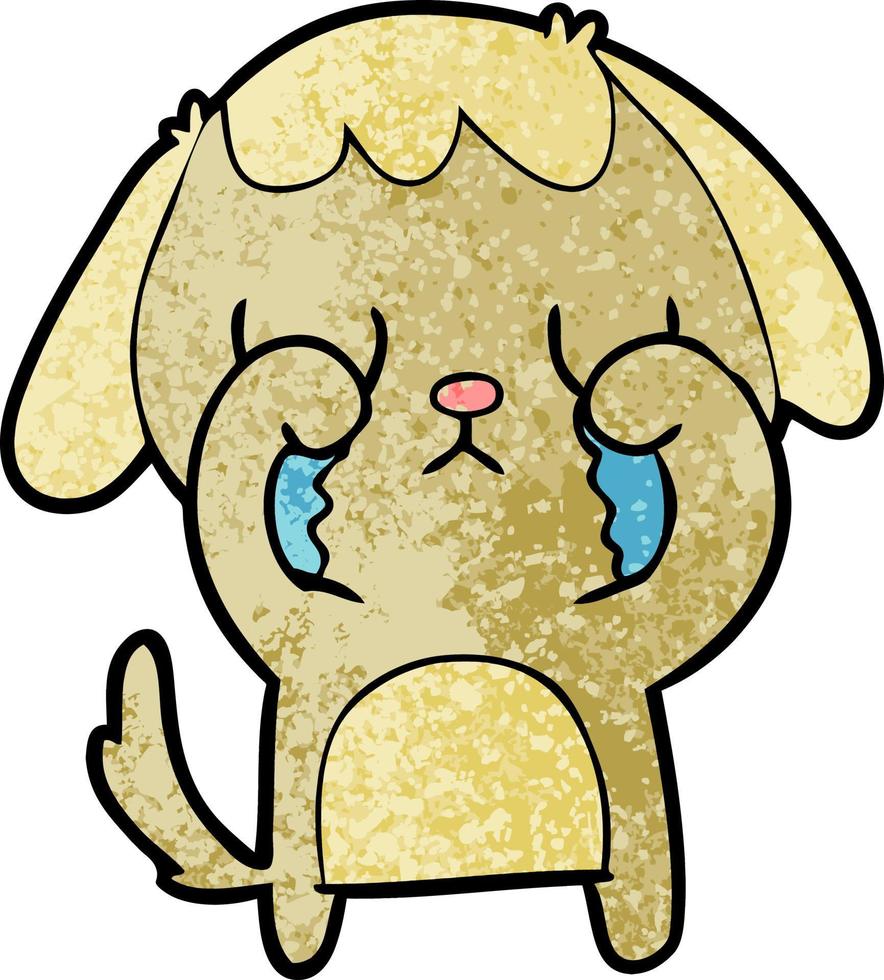 lindo perro de dibujos animados llorando vector