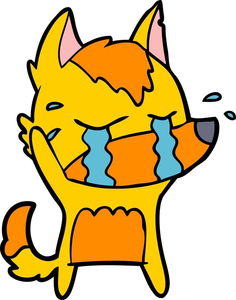 sad little fox cartoon character vector