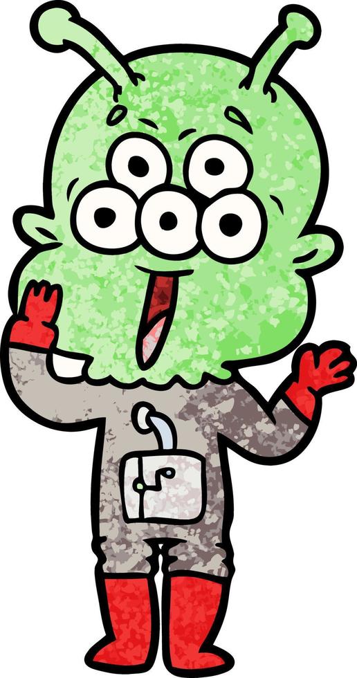 happy cartoon alien vector