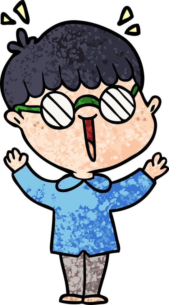 cartoon boy wearing spectacles vector